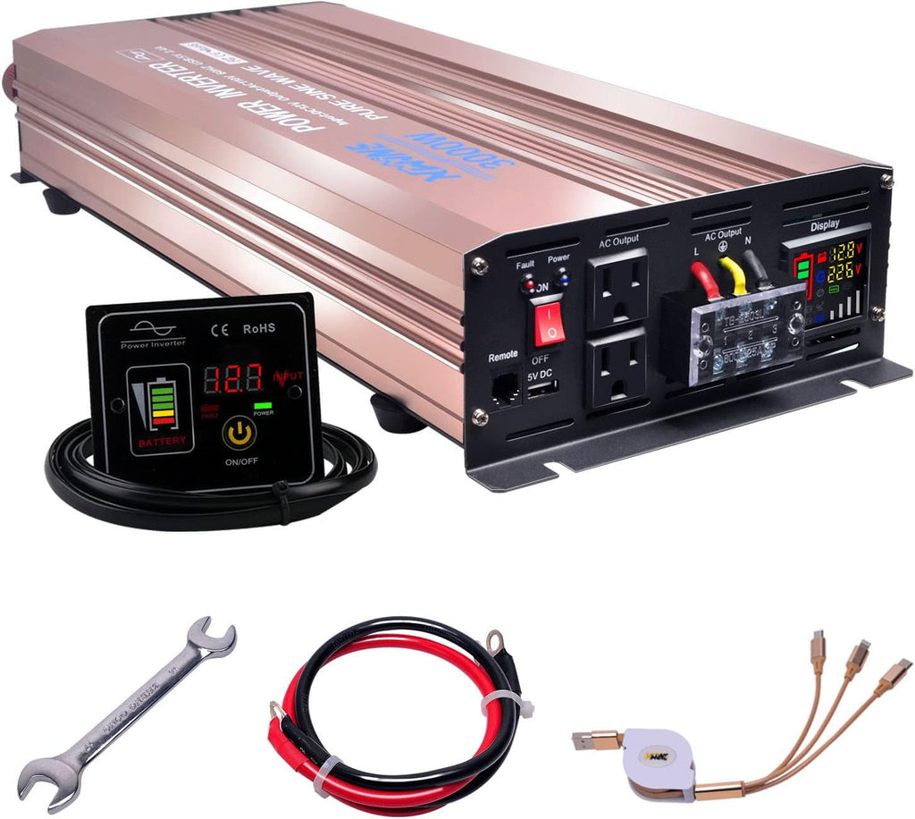500 Watts Power Inverter 12V to 110V Pure Sine Wave with LED Display and 4.2A USB Charging Ports & 2 AC Outlets Pack of 2 G54720
