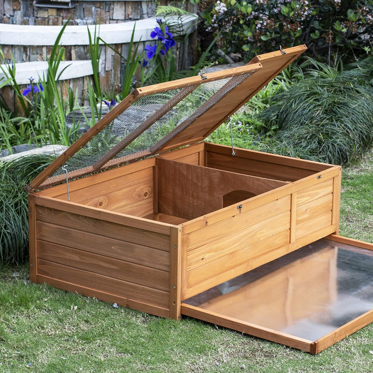 Wooden Tortoise House Large Tortoise Habitat Enclosure Cage with Removable Bottom W15769