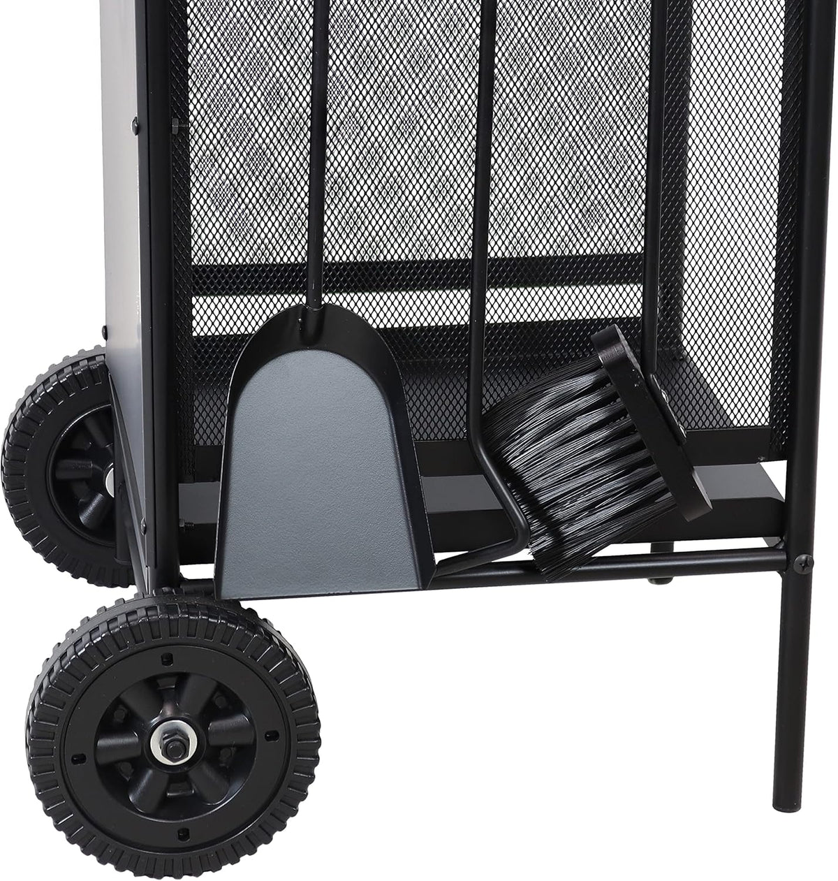 Wrought Iron Firewood Rack with Poker, Shovel and Brush Tools O15091