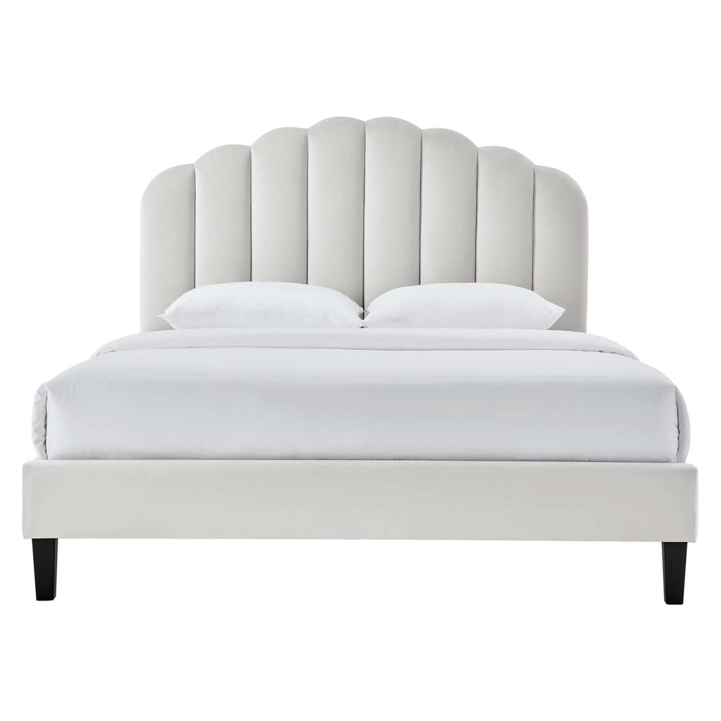 Queen Size Grey Velvet Platform Bed Frame G4940