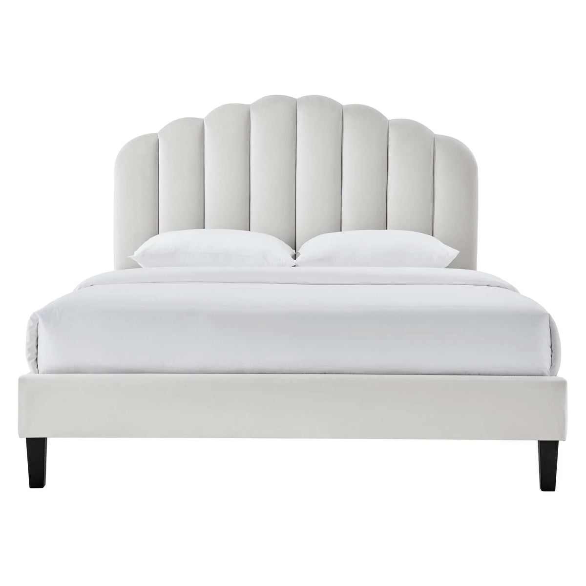 Queen Size Grey Velvet Platform Bed Frame G4940