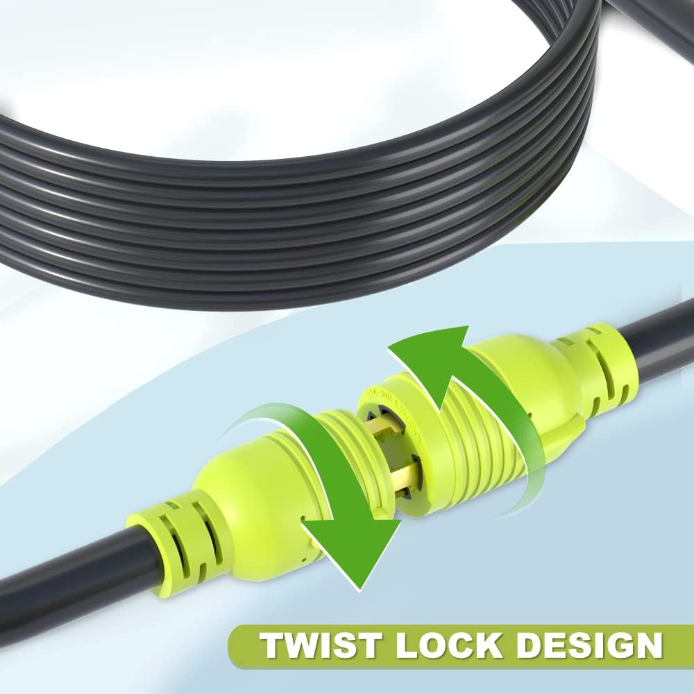 4 Prong 30 Amp Generator Extension Cord, NEMA L14-30P/L14-30R, 10 Gauge SJTW, Twist Lock Plug, 125/250V, 7500W (40FT) A195