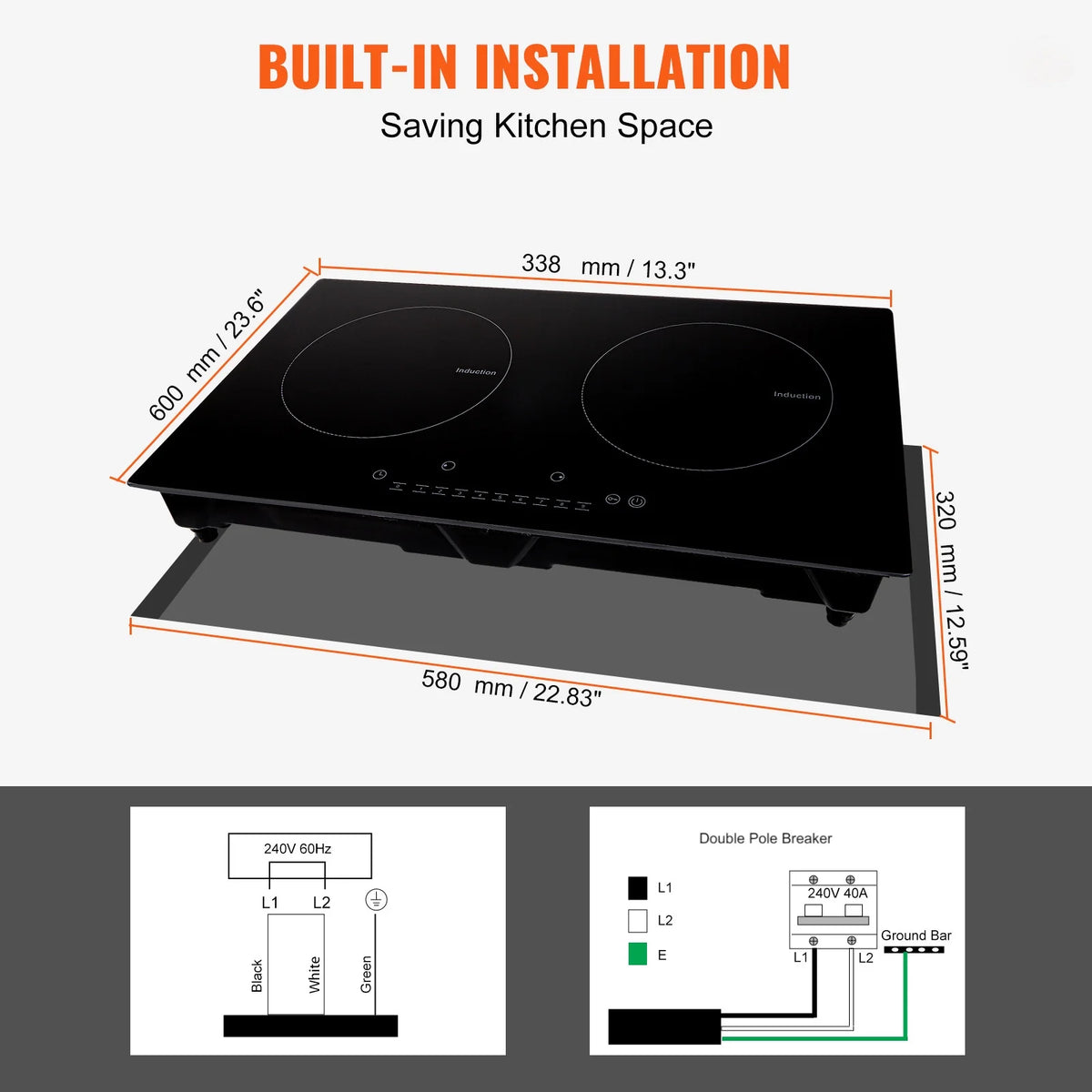 2 Burners Ceramic Glass Electric Cooktop K8768