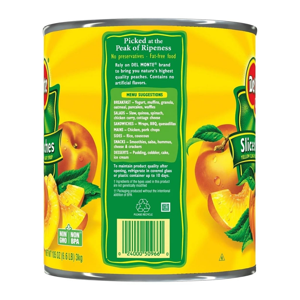 Lite Sliced Peaches In Extra Light Syrup 105 Ounce Y51695