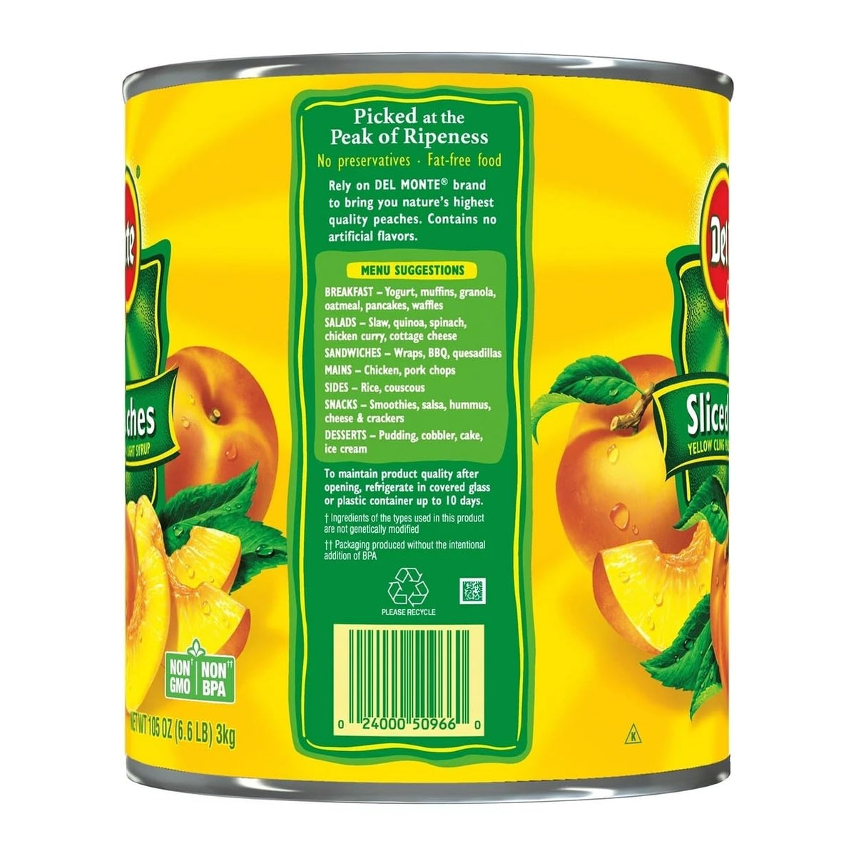 Lite Sliced Peaches In Extra Light Syrup 105 Ounce Y51695