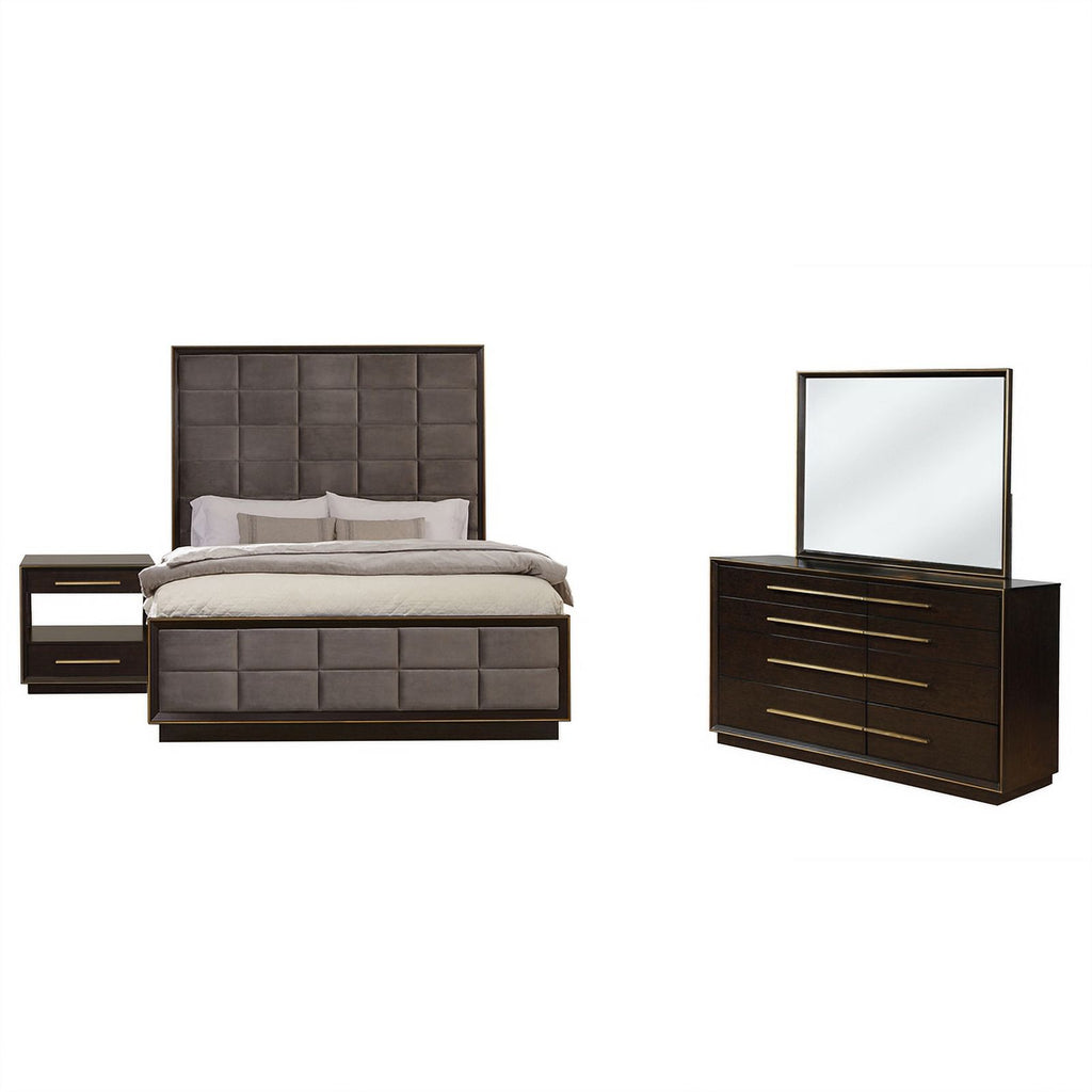 4-piece Wood California King Panel Bedroom Set in Brown and Gray H2676