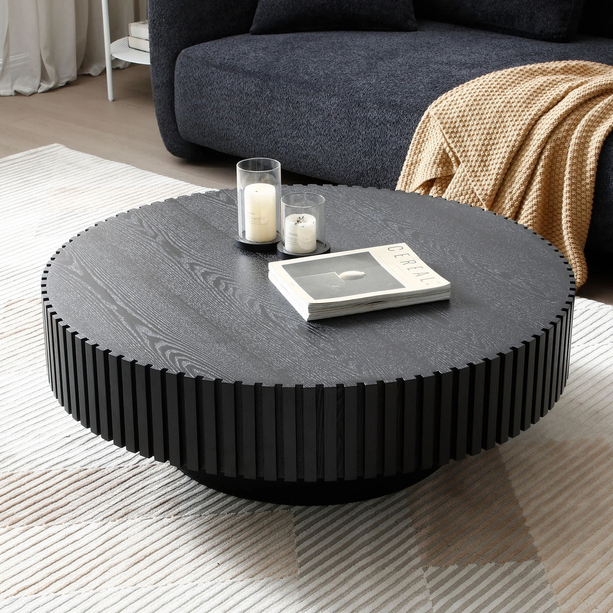 Black MDF Drum Coffee Table H450795