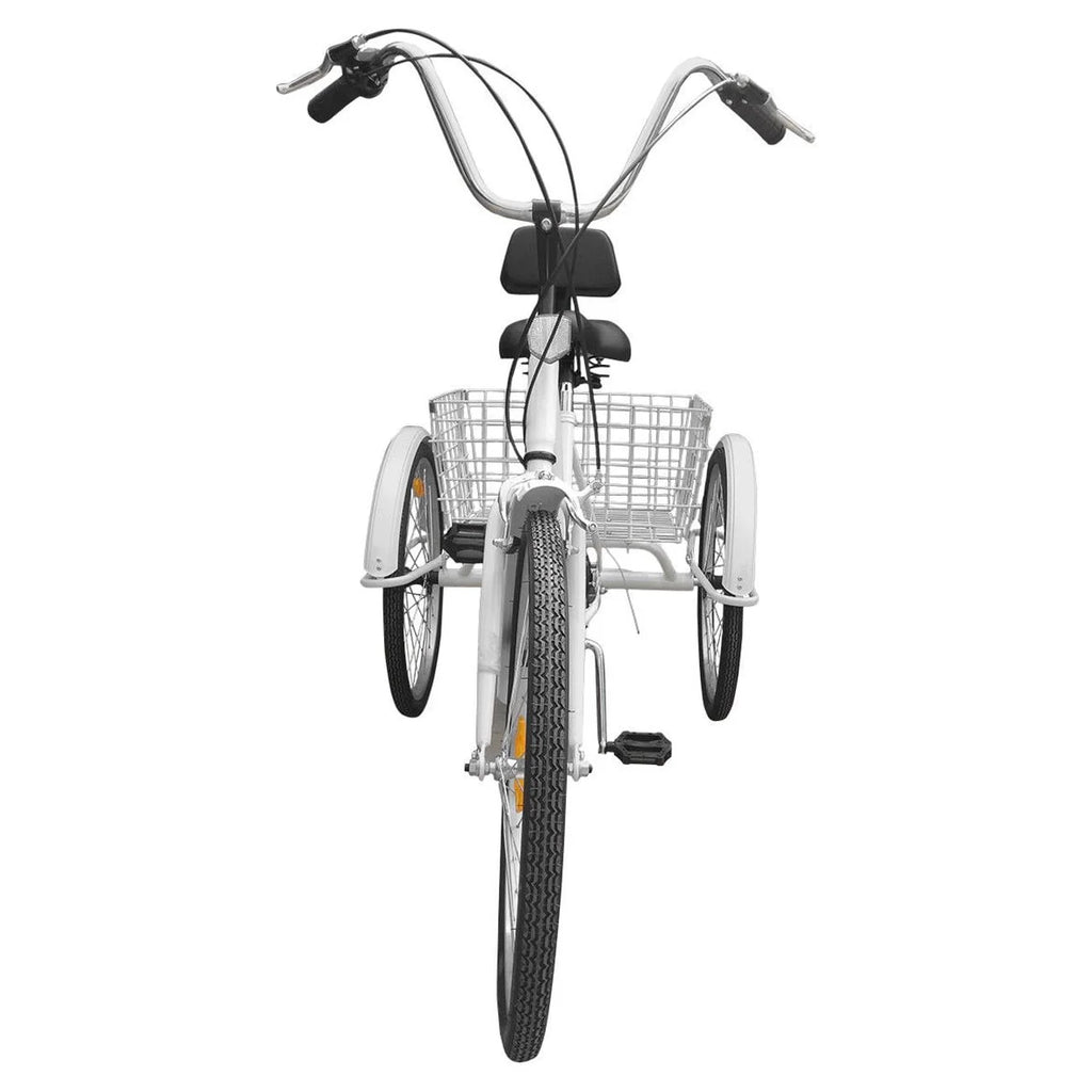 24" 7-Speed 3-Wheel Tricycle with Basket White C586877