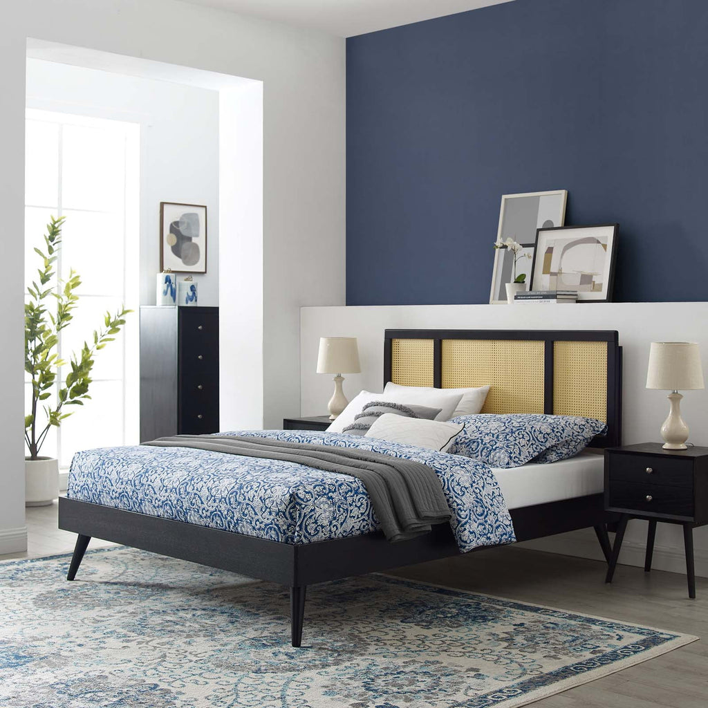 Queen Size Black Wood Platform Bed Frame Q9199