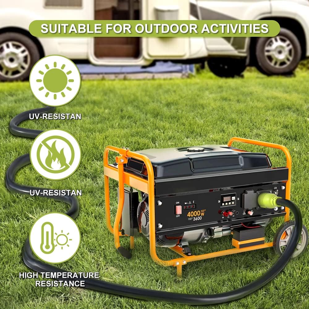 4 Prong 30 Amp Generator Extension Cord, NEMA L14-30P/L14-30R, 10 Gauge SJTW, Twist Lock Plug, 125/250V, 7500W (40FT) A195