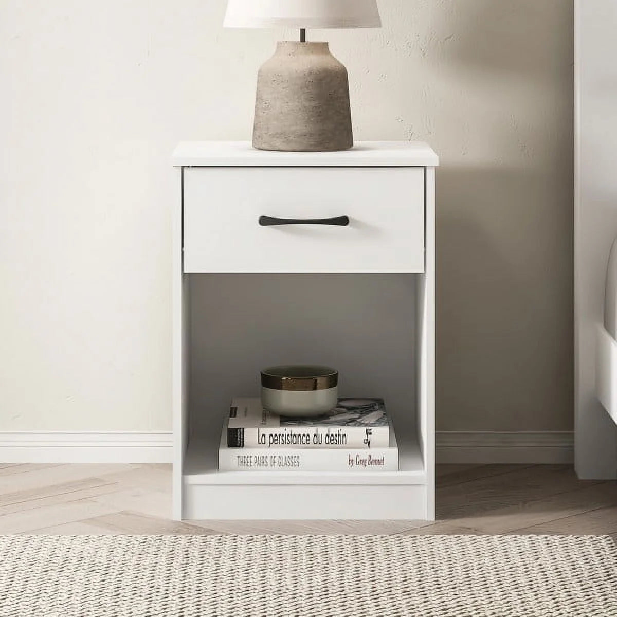 White 1 Drawer Nightstand G365