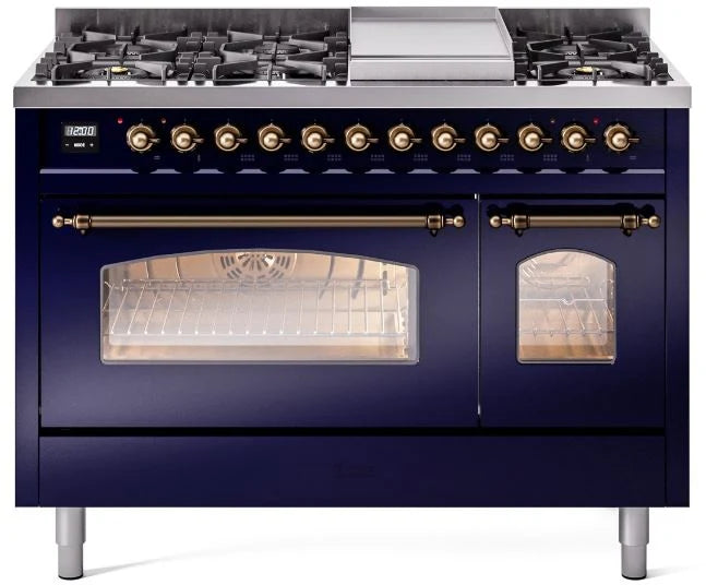48 Dual Fuel Natural Gas Range in Blue with Bronze Trim K228427