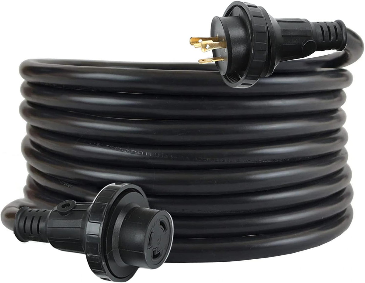 25ft 30Amp 125V LED Electric Extension RV Power Cord, NEMA L5-30P to L5-30R Y867