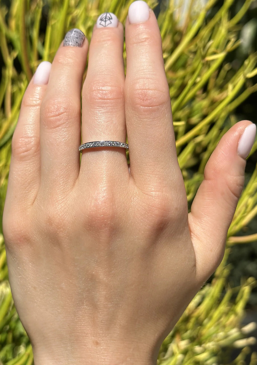 14K Rose Gold Half Eternity Band 0.12ct Natural Diamond Aquamarine K72915