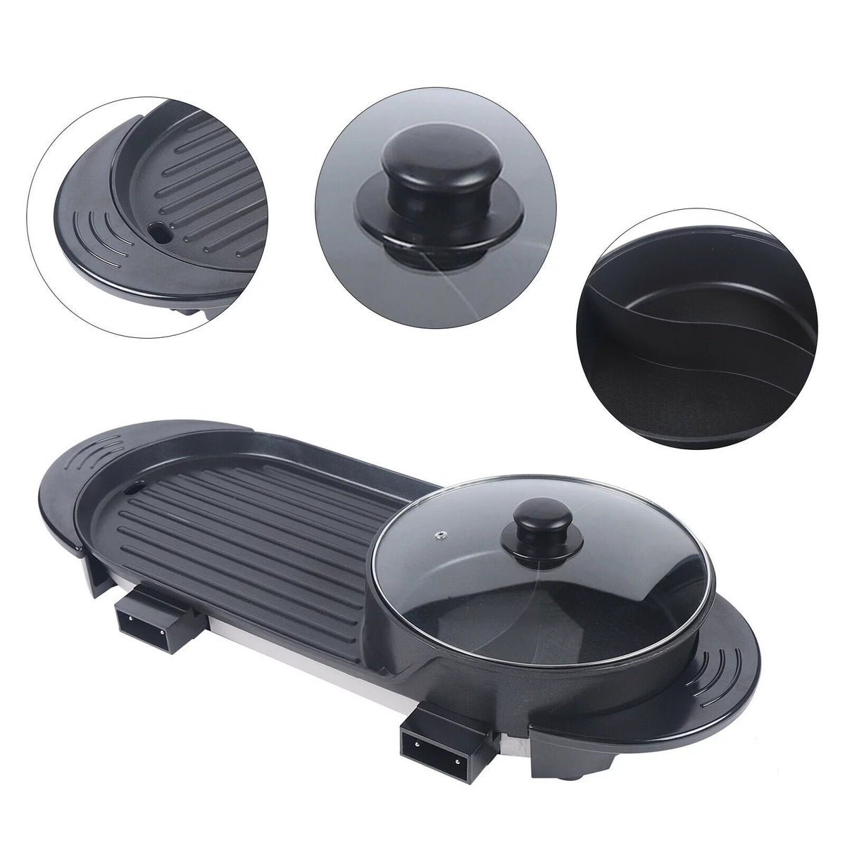 2 in 1 Electric Hot Pot Barbecue Grill Non-Stick Pan B778