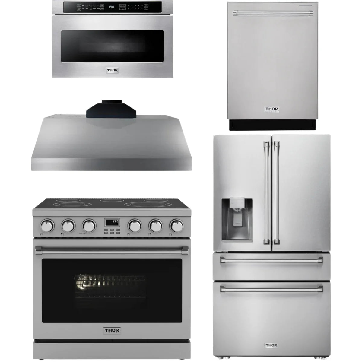 Electric Range, Range Hood, Refrigerator, Dishwasher and Microwave W8880