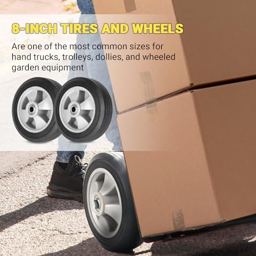 8" x 2" Flat Free Solid Rubber Tire and Wheel with 2" Offset Hub S42637