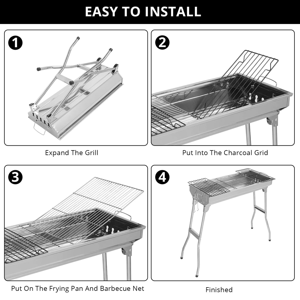 28'' Stainless Steel Charcoal BBQ Grill J939969