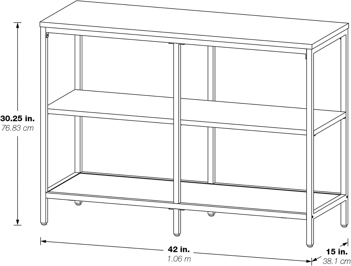 White 3 Shelf Bookcase and Credenza O235387