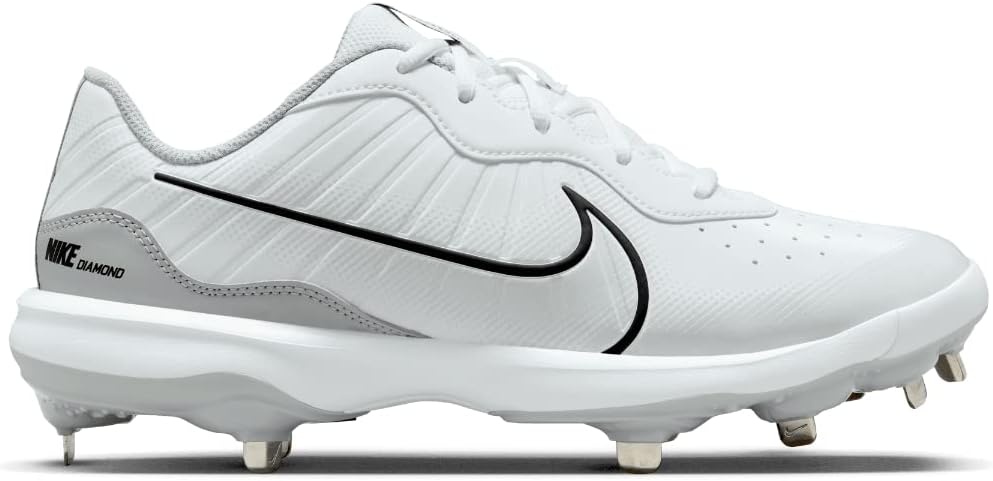 White Gray Size 8 Medium Baseball Cleats N7547