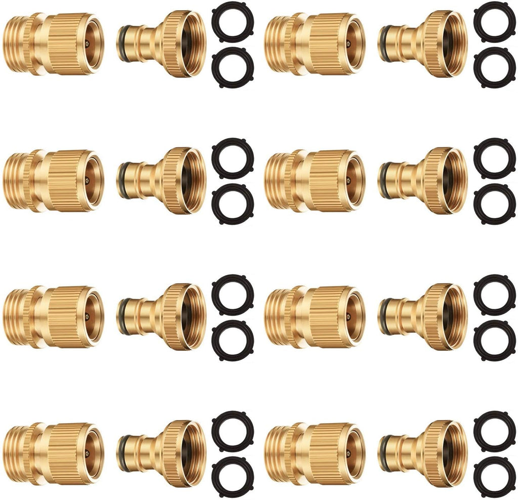 Solid Brass 3/4 inch GHT Garden Hose Quick Connector Set, Pack of 2 J836126
