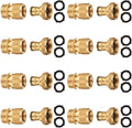 Solid Brass 3/4 inch GHT Garden Hose Quick Connector Set, Pack of 2 J836126