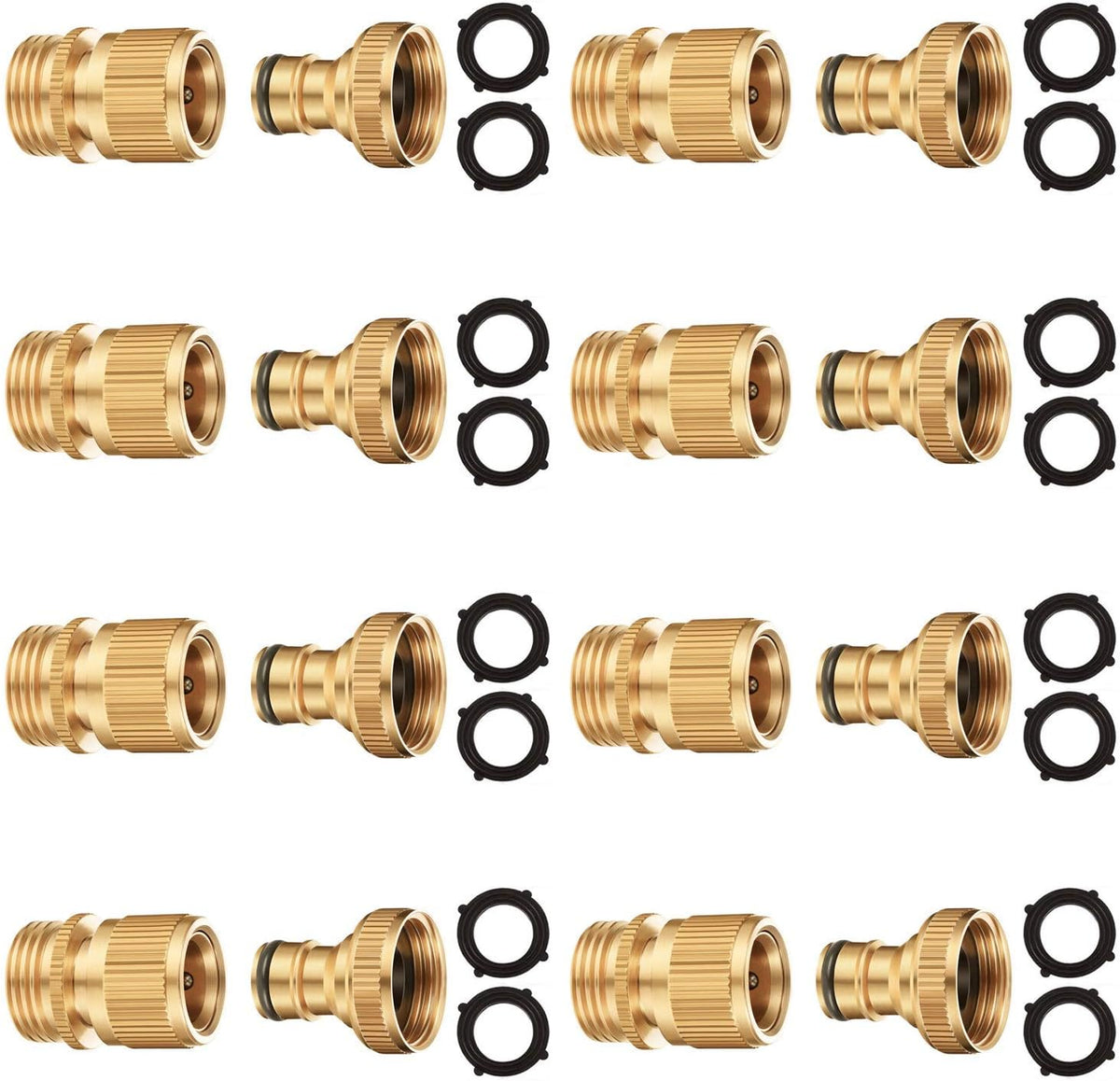 Solid Brass 3/4 inch GHT Garden Hose Quick Connector Set, Pack of 2 J836126