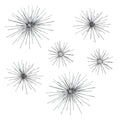 Silver Finish Metal Star Burst Wall Décor Set of 6 S292