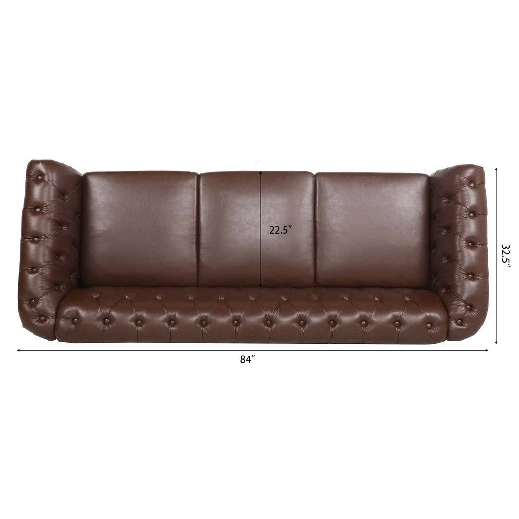 Dark Brown Leather 3-Seater Sofa S3816