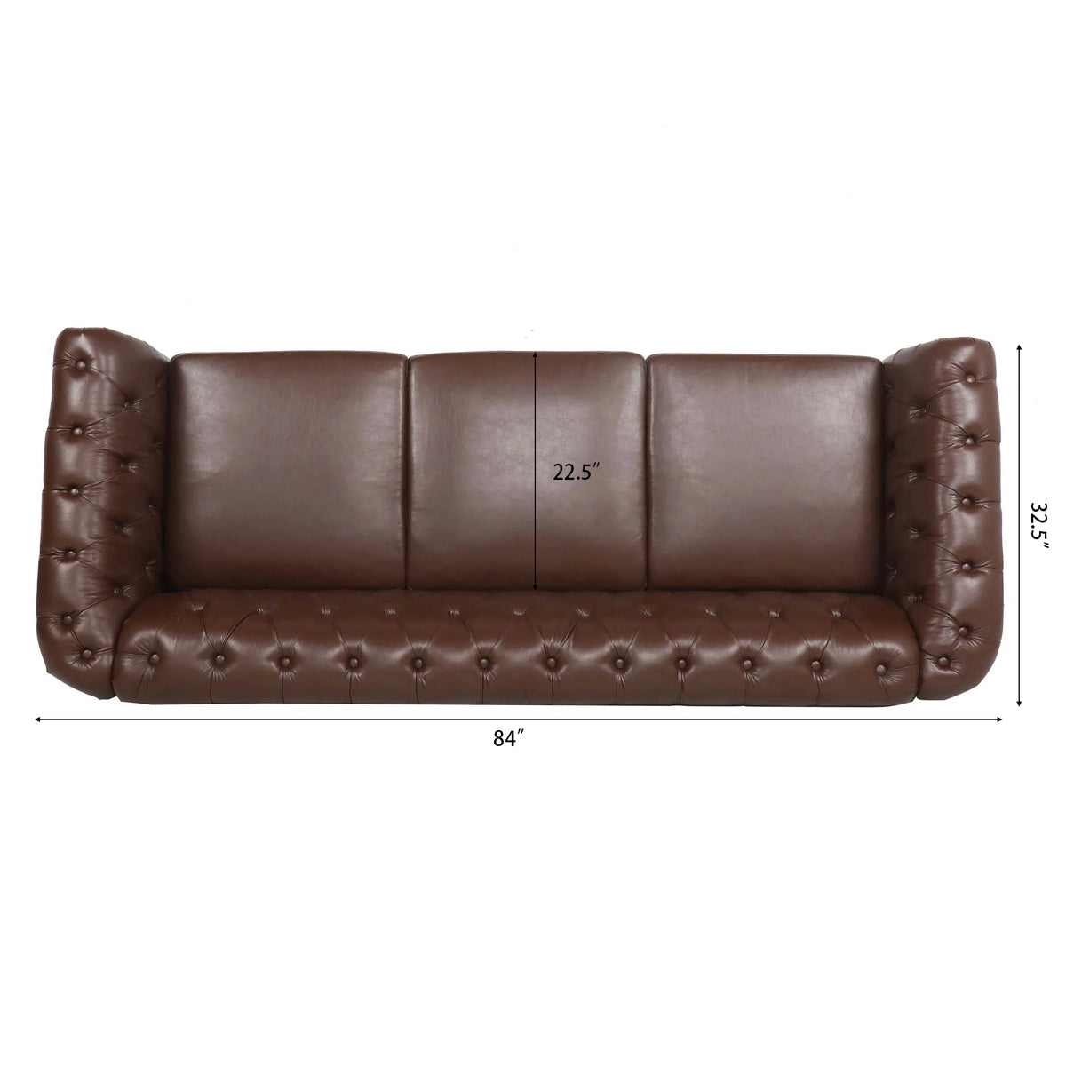 Dark Brown Leather 3-Seater Sofa S3816