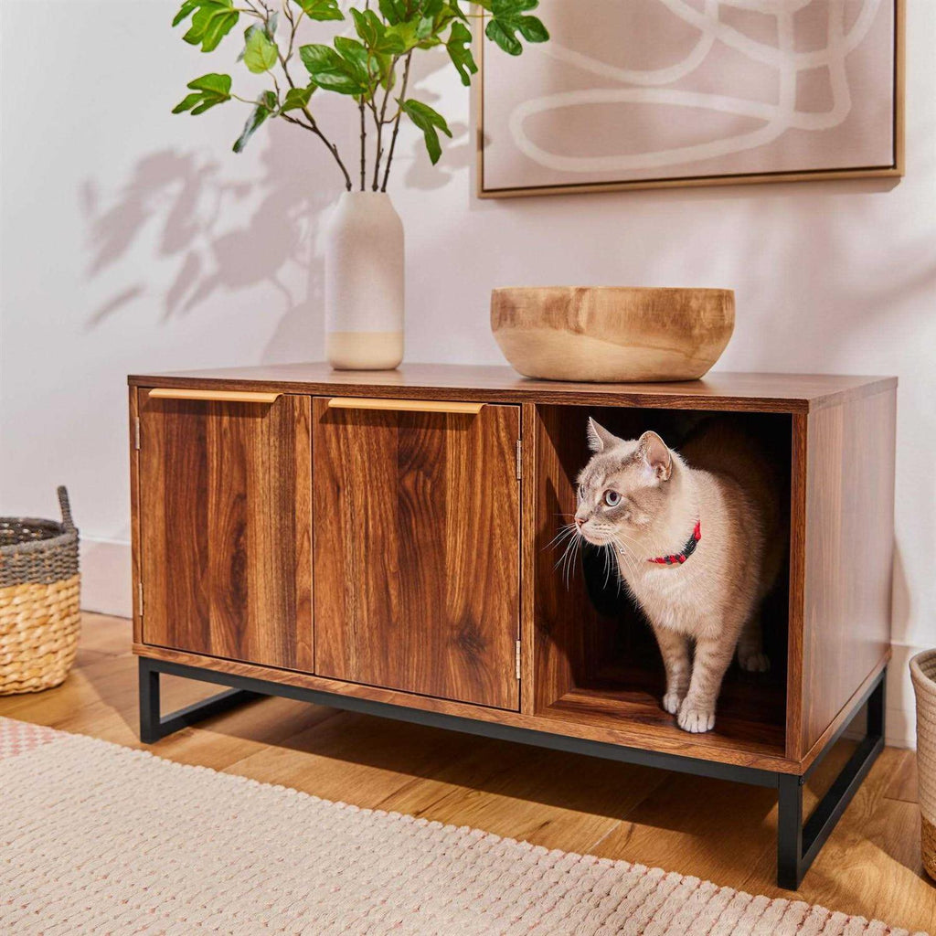 Two Door Bench Cat Litter Box Cover Y908675