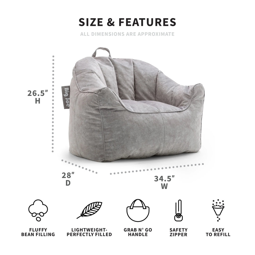 Gray Hyde Faux Polyester Blend Bean Bag Chair D31842