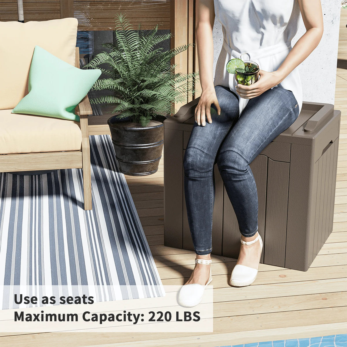 Black 32 Gallon Outdoor Resin Deck Box with Seat S9322