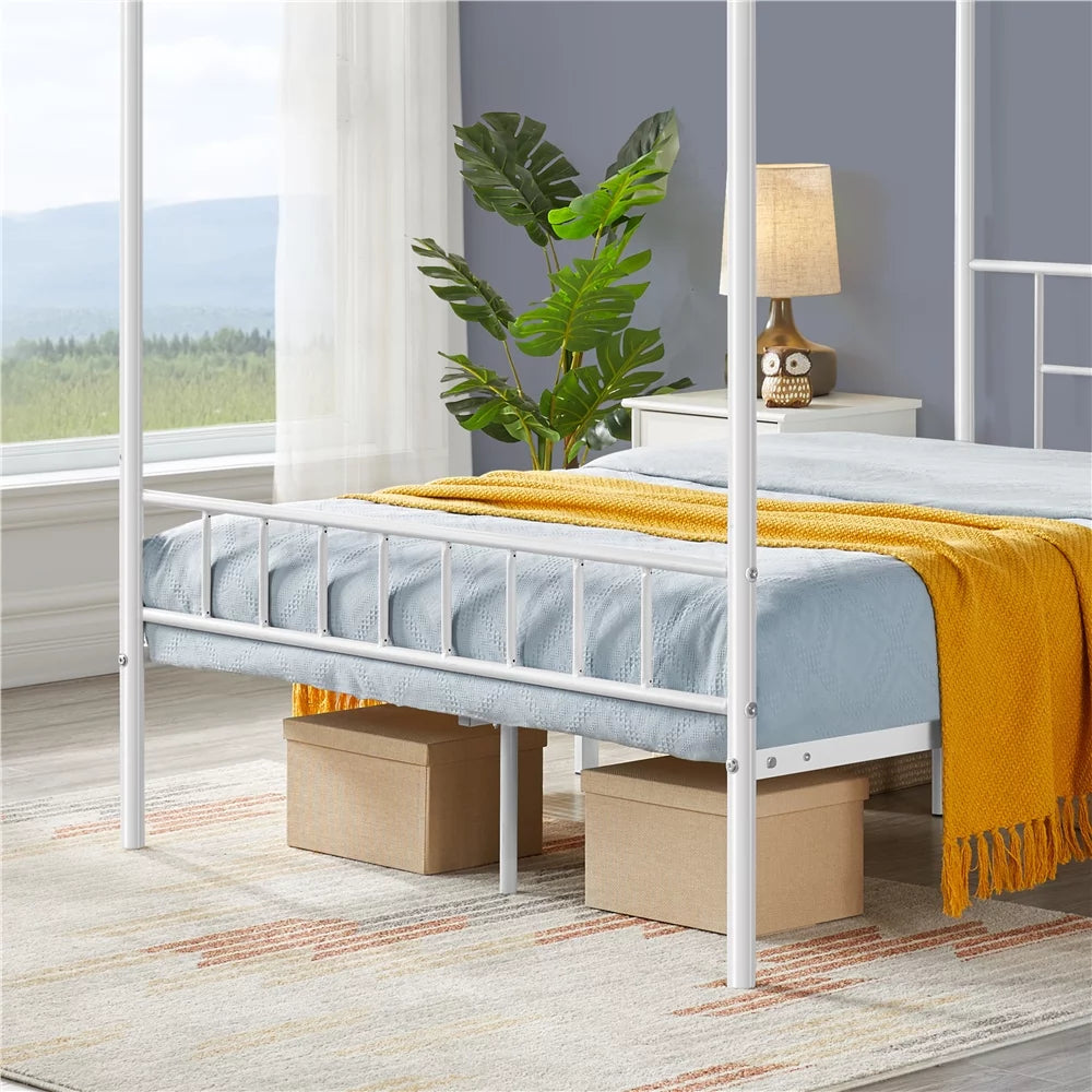 Queen Black Metal Canopy Bed Frame with Headboard & Footboard O134160