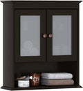 Espresso Wood Wall Cabinet with Glass Doors R584