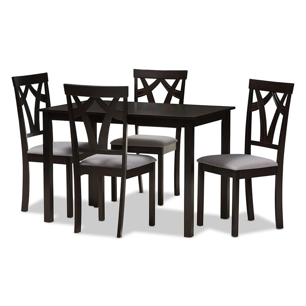 Grey Fabric Upholstered 5-Piece Dining Set Q422