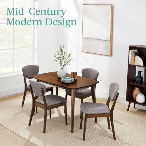 5-Piece Dining Set with 4 Chairs, Padded Seats & Backrests, Wooden Frame - Charcoal/Walnut S3995