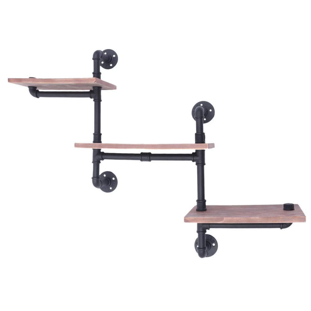 3-Tier Rustic Wooden Floating Shelf S437869