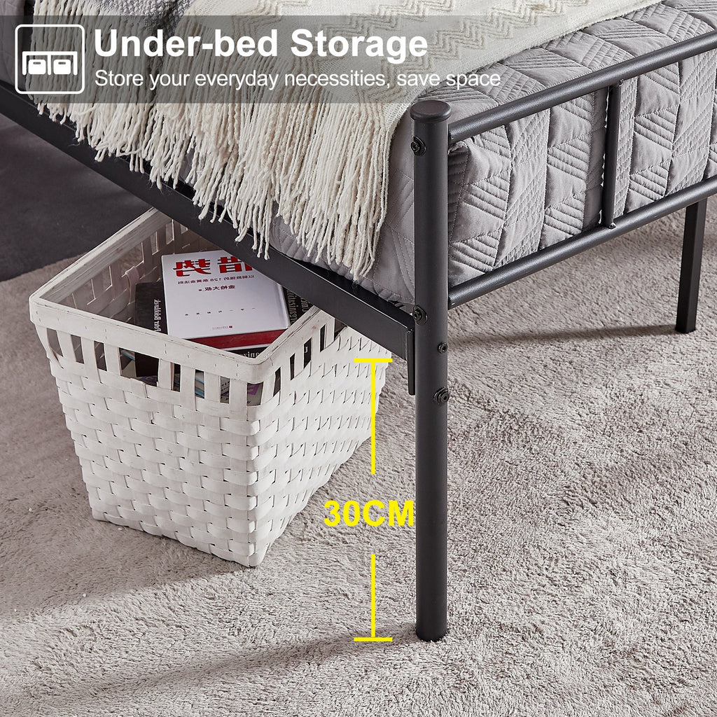 Twin Size Black Metal Platform Bed Frame with Headboard and Footboard H94940