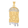 10k Two Tone Gold Mens Jesus Pendant Necklace L556805