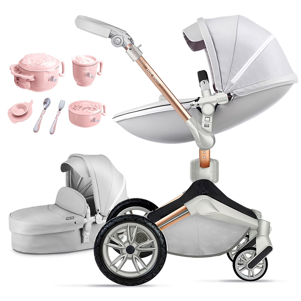 Grey 2 in 1 Baby Stroller with Bassinet Combo U511