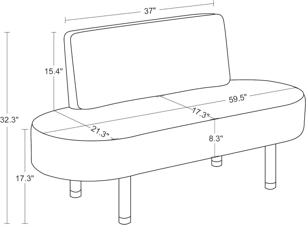 Black Leather Upholstered Bench with Backrest E338
