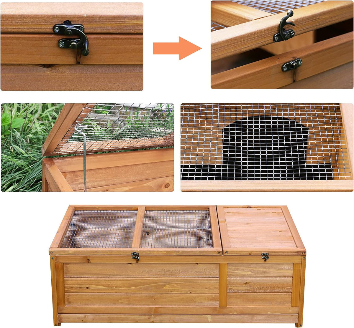 Wooden Tortoise House Large Tortoise Habitat Enclosure Cage with Removable Bottom W15769