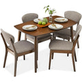 5-Piece Dining Set with 4 Chairs, Padded Seats & Backrests, Wooden Frame - Charcoal/Walnut S3995