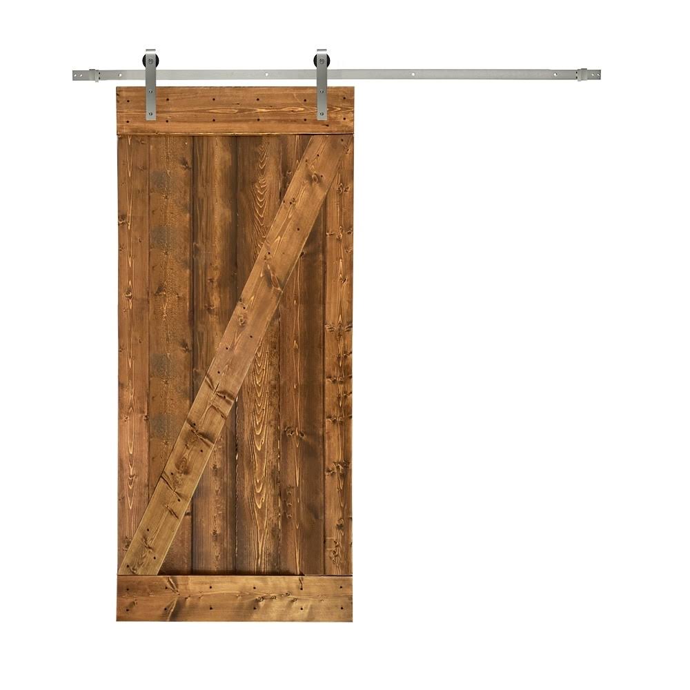 30 in. x 84 in. Ocean Blue Stained Wood Interior Sliding Barn Door with Hardware Kit G73955