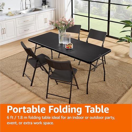 White 6 ft Folding Table with Carrying Handle F553