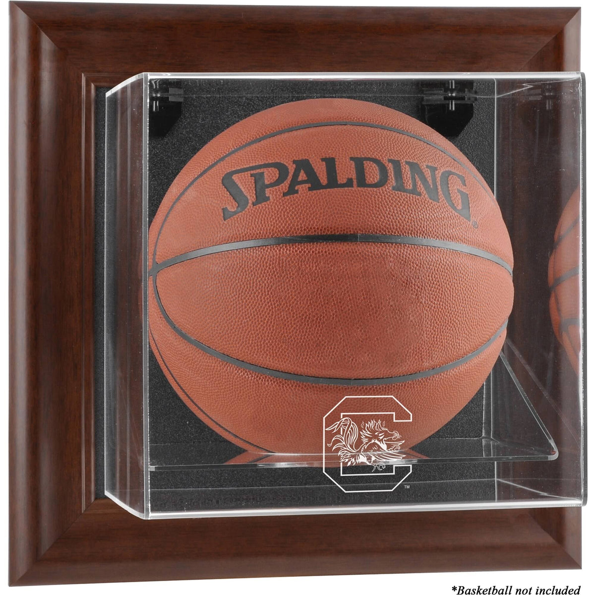 Brown Framed Wall-Mountable Basketball Display Case R1665