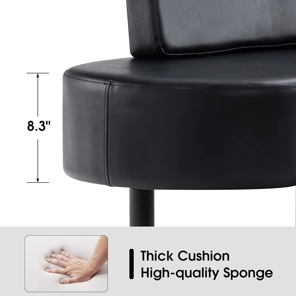 Black Leather Upholstered Bench with Backrest E338