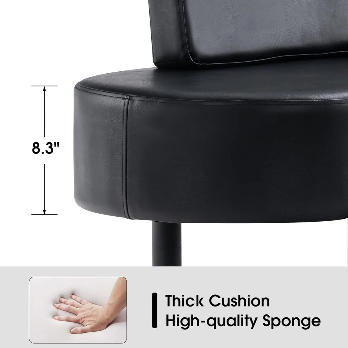 Black Leather Upholstered Bench with Backrest E338