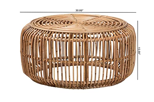 Natural Brown Antique Rattan Coffee Table D71616